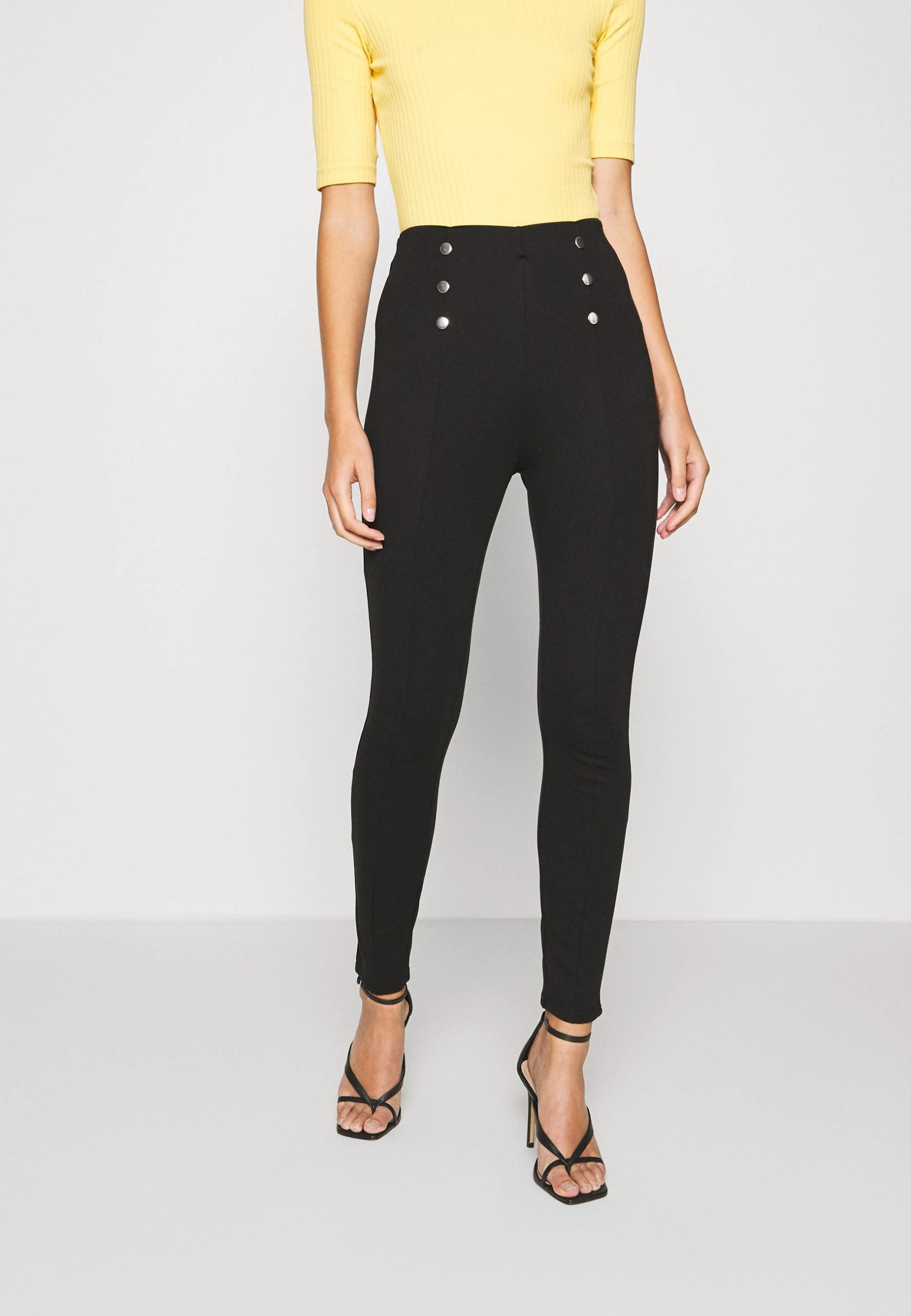 Anna Field Punto Leggings With Button Detail - Leggings - Trousers - Black 3 Anna Field Punto Leggings With Button Detail - Leggings - Trousers - Black