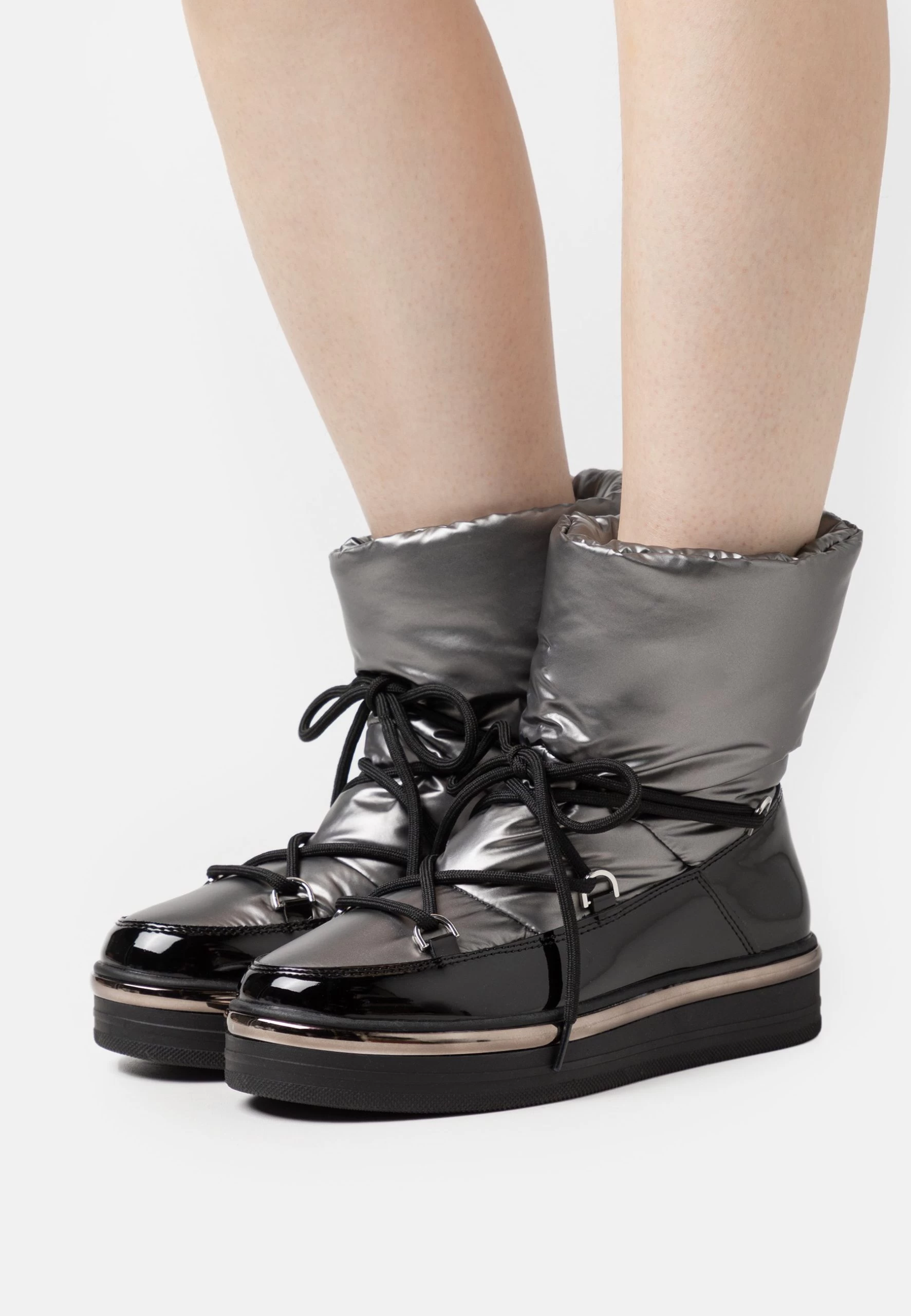 Platform Ankle Boots - Silver 3 Platform Ankle Boots - Silver