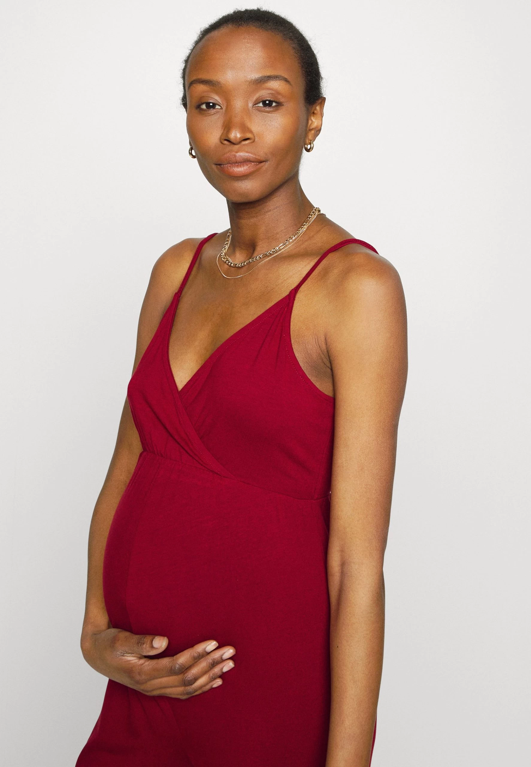 Strappy Drappy Cintered- Jumpsuit - Dark Red 7 Strappy Drappy Cintered- Jumpsuit - Dark Red - Image 5