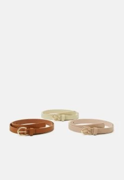 Anna Field 3 Pack - Belt - Cognac/Beige/Pink