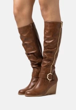Anna Field Wedge Boots - Cognac