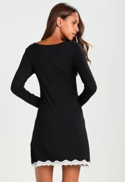 Anna Field Heidi Long Sleeves Viscose Nightdress - Nightie - Black -Anna Field Shop dbbb3ef60df3468092f7b21fde501e66