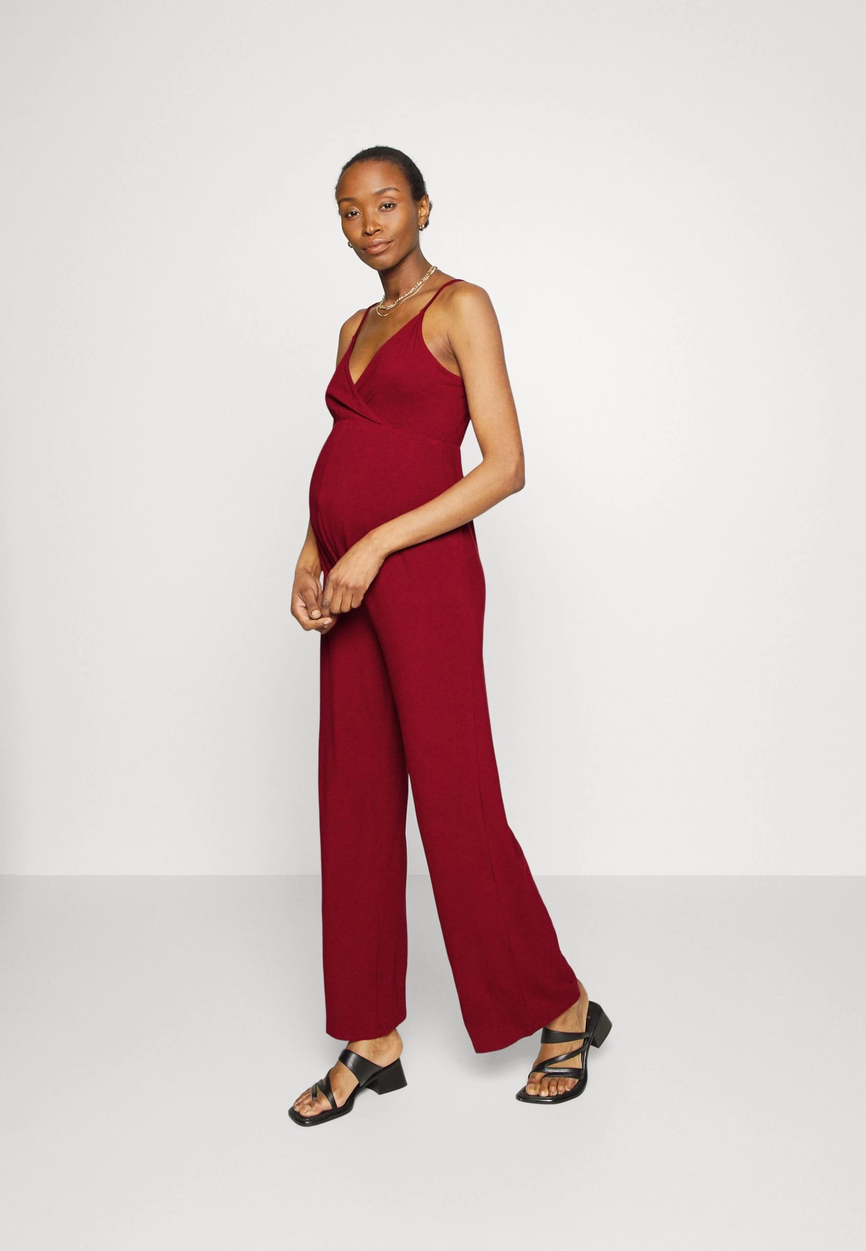 Strappy Drappy Cintered- Jumpsuit - Dark Red 4 Strappy Drappy Cintered- Jumpsuit - Dark Red - Image 2